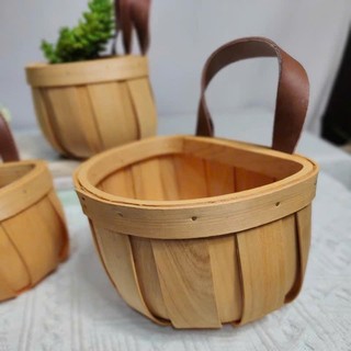 Giỏ treo tường OABU, đựng hành tỏi, gỗ, màu vàng nhạt, decor trong nhà bếp