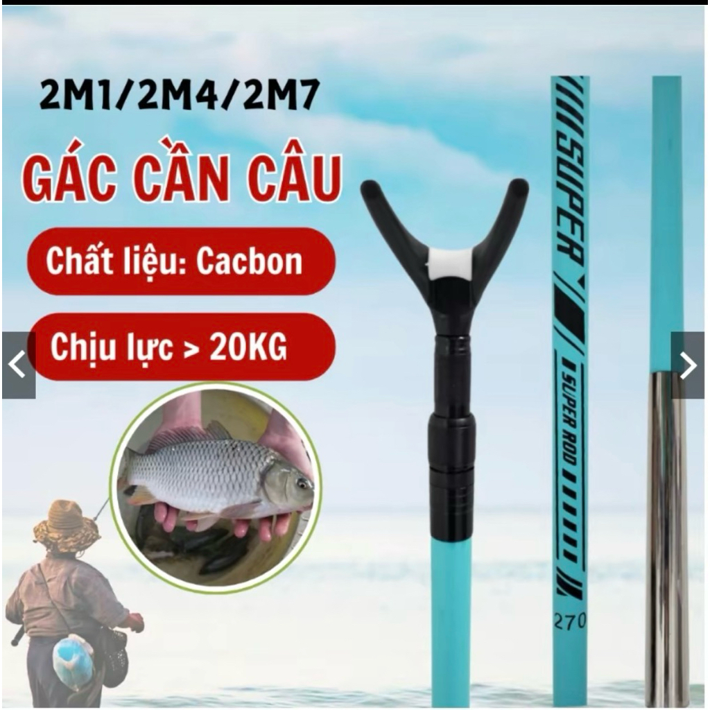 Gác cần và cán vợt câu đài cacbon SUPER ROD