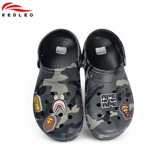 (Đặt tăng 1 size+Tặng Charm) Dép sục REDLEO nam nữ DRL-46 họa tiết Camo rằn ri 3D, dép nam nữ quai hậu đúc nguyên khối