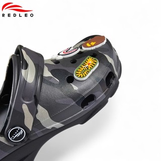 (Đặt tăng 1 size+Tặng Charm) Dép sục REDLEO nam nữ DRL-46 họa tiết Camo rằn ri 3D, dép nam nữ quai hậu đúc nguyên khối