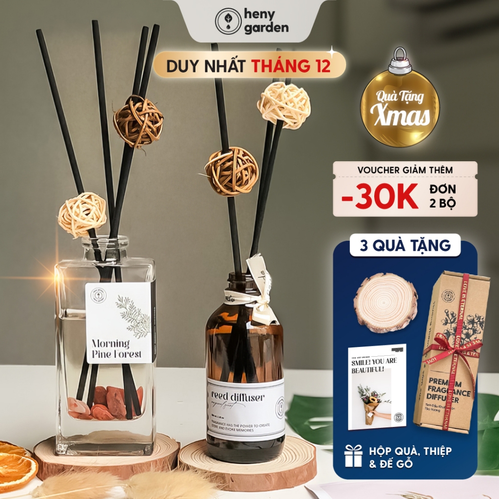 Tinh Dầu Thơm Phòng Quà Tặng Noel Giáng Sinh Khuếch Tán Cắm Que HENY GARDEN Mùi Hương Thư Giãn