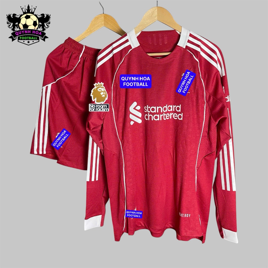 Bộ Quần Áo Bóng Đá Liverpool Sân Nhà Đỏ Dài Tay 25/26 – Vải Thái Cao Cấp, Form Châu Âu, Nam Nữ