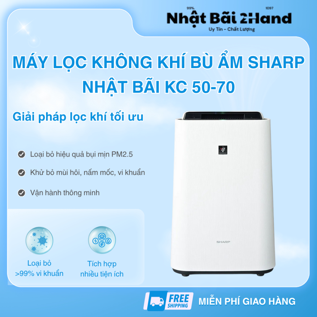[LỌC KHÔNG KHÍ] MÁY LỌC KHÔNG KHÍ VÀ BÙ ẨM NHẬT BÃI SHARP KC 50 - KC 70 ...