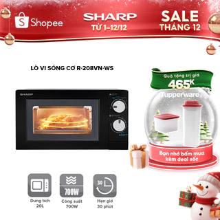 Lò Vi Sóng Sharp 20 Lít R-208VN-WS, [700W, 6 Mức Công Suất, Bảng Điều Khiển Anh – Việt Dễ Sử Dụng] - Bảo Hành 12 Tháng