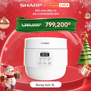 Nồi Cơm Điện Sharp KS-COM100DV-WH 1L 600W [Hẹn giờ, mâm nhiệt 3D, 6 chức năng nấu