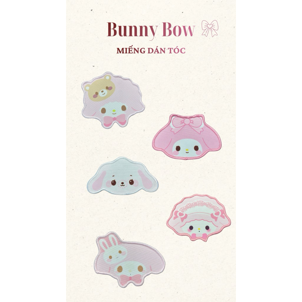 MIẾNG DÁN TÓC SIZE TO TONE HỒNG TRẮNG HÌNH CỪU VÀ CÚN DỄ THƯƠNG