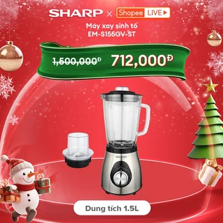 Máy Xay Sinh Tố Sharp EM-S155GV-ST 1.5L Cối Thủy Tinh [500W, 5 Tốc Độ] - BH 12T