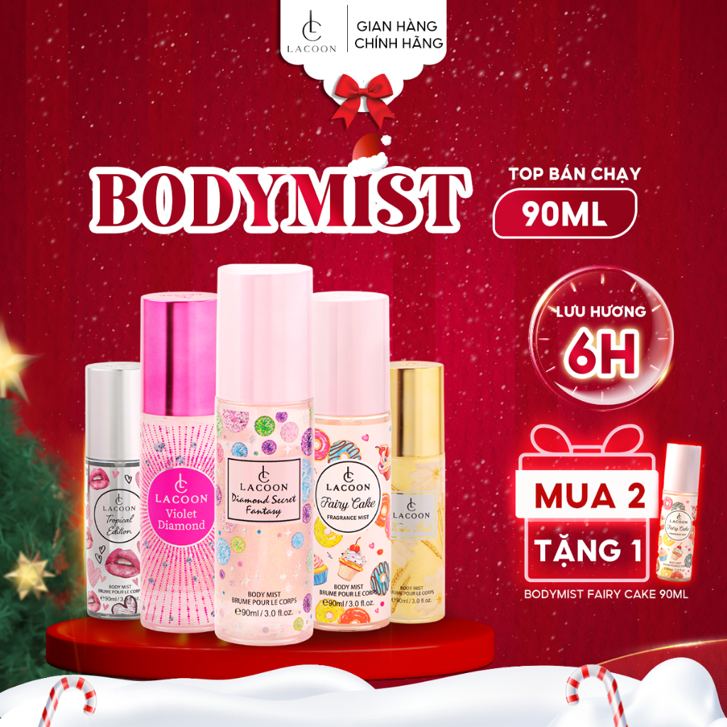 Xịt Thơm LACOON Body Mist 90ML – Hương Nước Hoa Nam Nữ, Không Nồng Gắt, Thơm Hàng Ngày