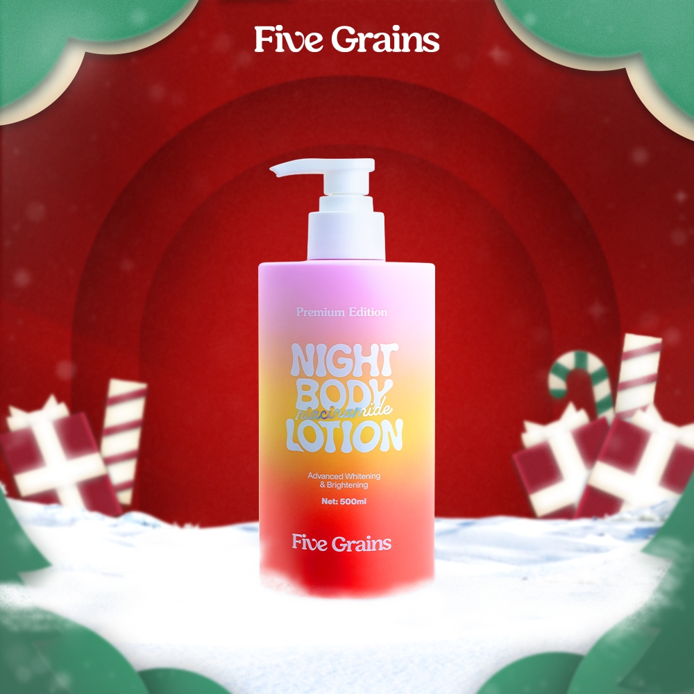 Kem dưỡng body Cao cấp Five Grains dưỡng trắng da Niacinamide, Alpha-Arbutin ban đêm bản nâng cấp 500ML