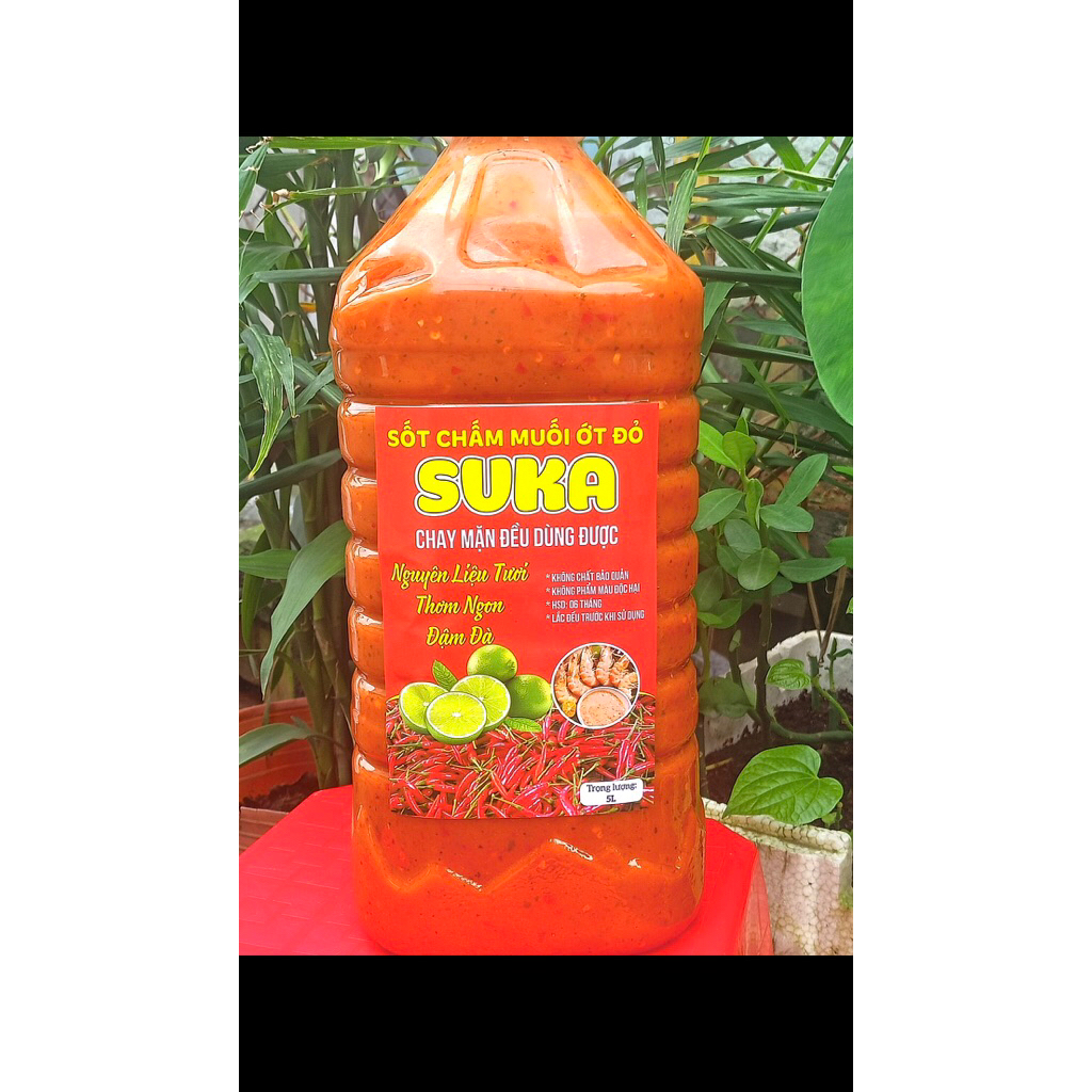 Sỉ Can 5L Sốt Chấm Muối Ớt Đỏ SUKA | Chấm Chân Gà, Hải Sản, Thịt Luộc, Tôm Mực Đậm Đà, Dễ Bán, Phù Hợp Kinh Doanh Ăn Vặt