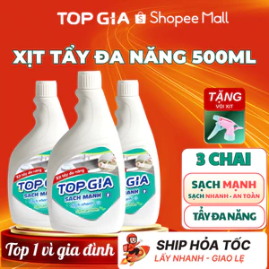 Chai dung dịch xịt tẩy đa năng TOPGIA làm sạch mọi vết bẩn, chai 500ml khử mùi, kháng khuẩn