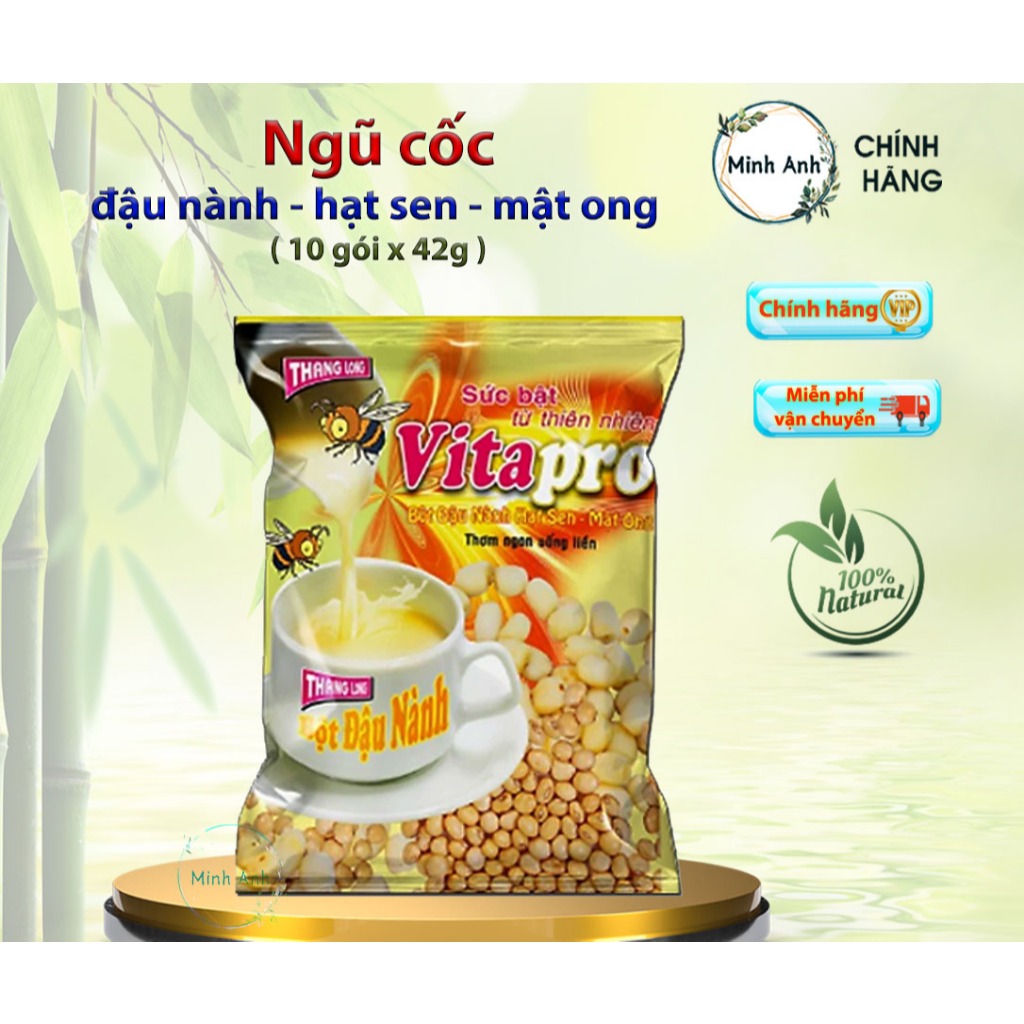 [Hỏa tốc] COMBO 2 BỊCH - BỘT ĐẬU NÀNH HẠT SEN ( có đường ) 350g – VITAPRO ( 2 bịch = 20 gói nhỏ )