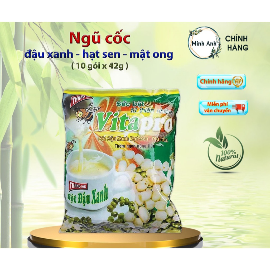 [Hỏa tốc] COMBO 2 BỊCH - BỘT ĐẬU NÀNH HẠT SEN ( có đường ) 350g – VITAPRO ( 2 bịch = 20 gói nhỏ )