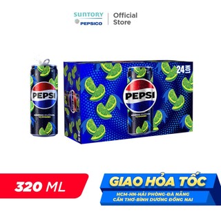 [HỎA TỐC] Thùng 24 Lon Nước Uống Có Gaz Pepsi Vị Chanh Không Calo, Không Đường (320ml/lon)