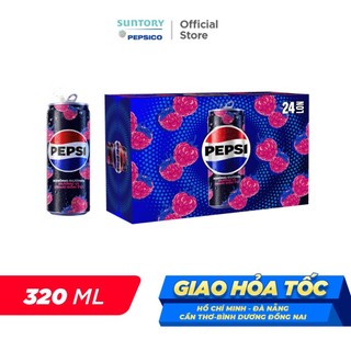 [GIAO TOÀN QUỐC] Thùng 24 Lon Nước Ngọt Giải Khát Có Gaz Pepsi Phúc Bồn Tử Không Calo, Không Đường (320ml/lon)