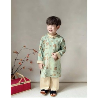 Áo dài cho bé trai phú ông nhiều màu, set 2 món áo dài bé trai kèm quần  sz 10-40kg