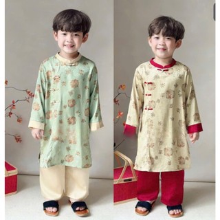 Áo dài cho bé trai phú ông nhiều màu, set 2 món áo dài bé trai kèm quần  sz 10-40kg