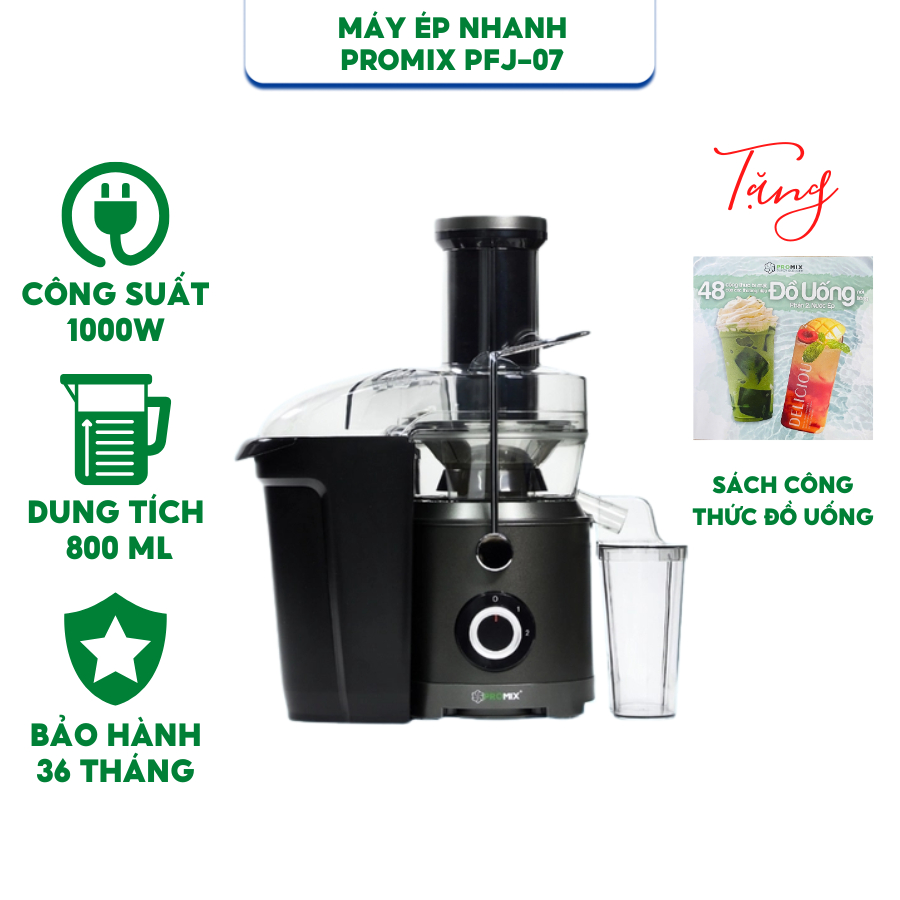 Máy ép nhanh Promix PFJ-07 Công suất 1000W Dung tích 800ml - Hàng chính hãng Bảo hành 36 tháng