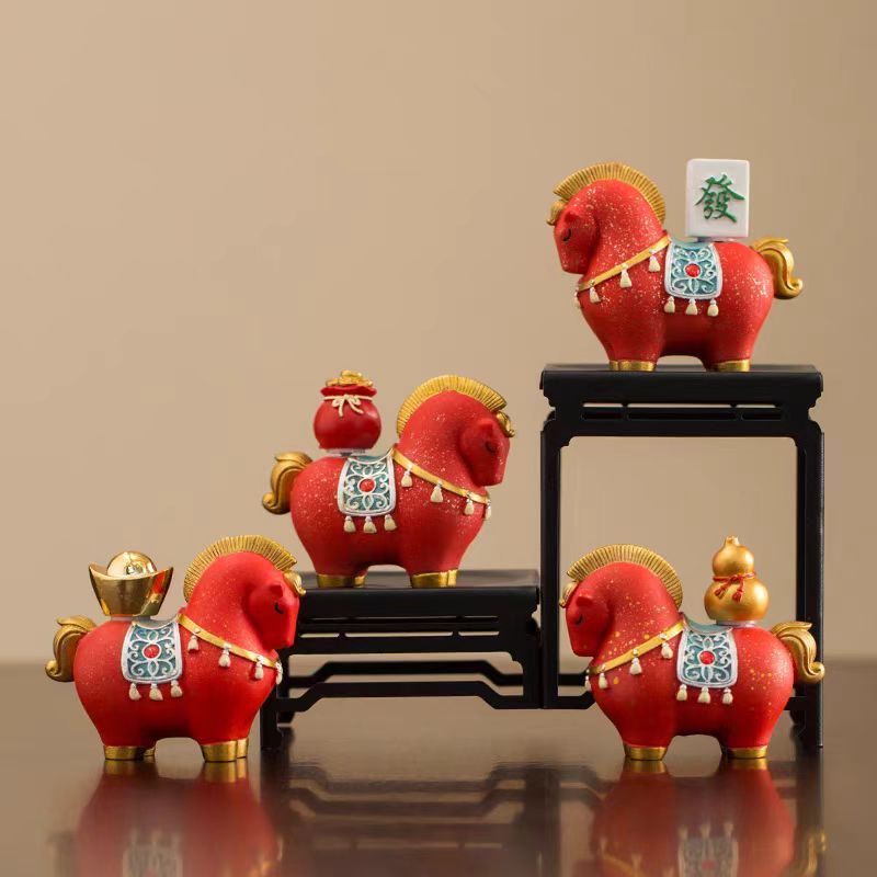 Set Ngựa Mang Vàng Tài Lộc, Bình An năm mới 2026 Bính Ngọ kèm hộp quà 12 CON GIÁP, quà tặng