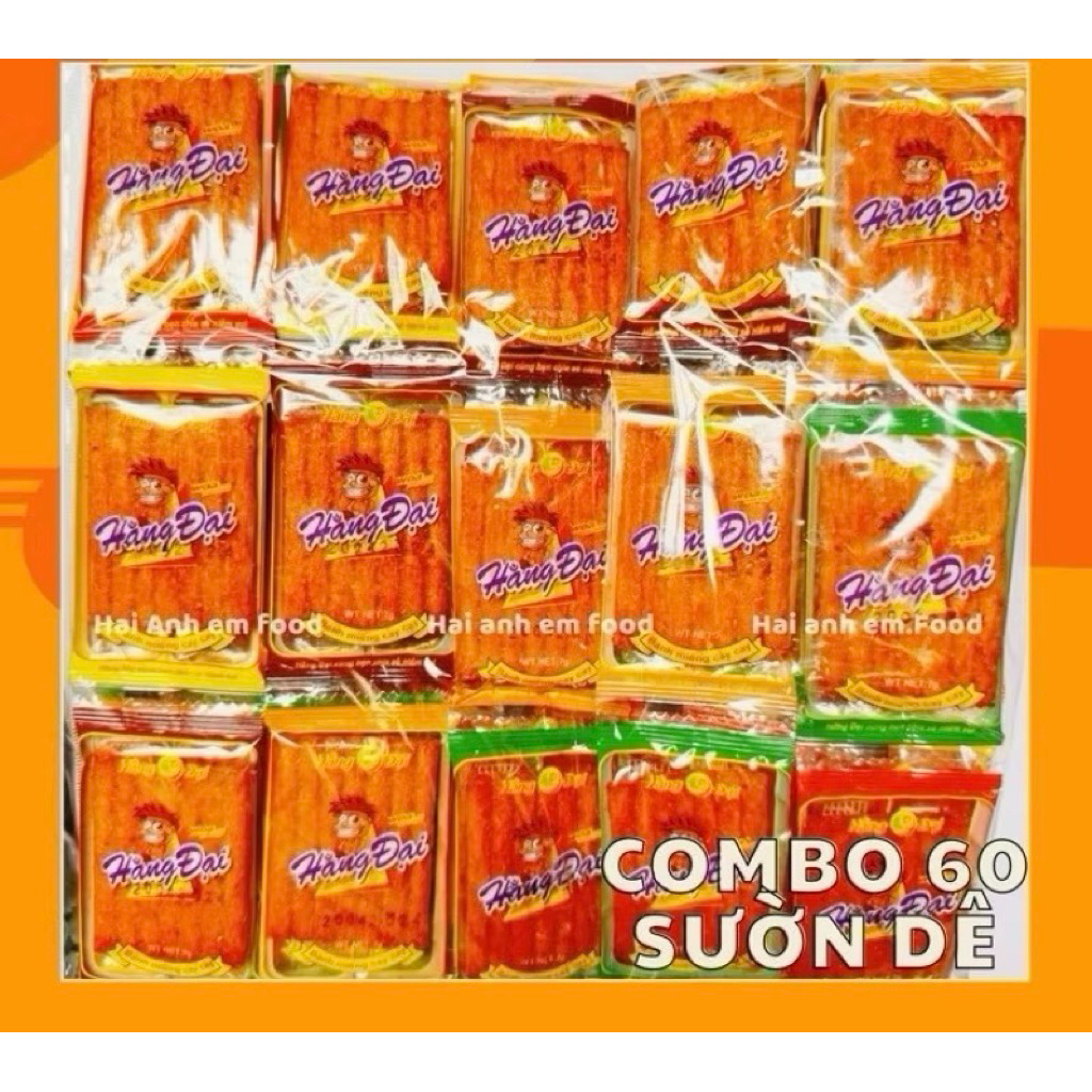 combo 60 gói snack sườn dê hằng đại cay tê
