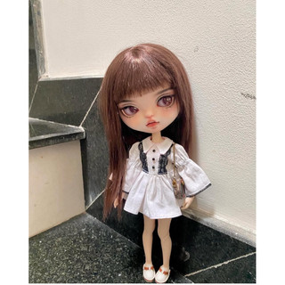 Váy trắng hoạ tiết size blythe,ob24,xinyi