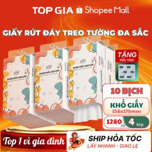 Khăn giấy rút đáy đa sắc TOPGIA thiết kế treo tường thông minh, tiện lợi, siêu dai và mềm mịn