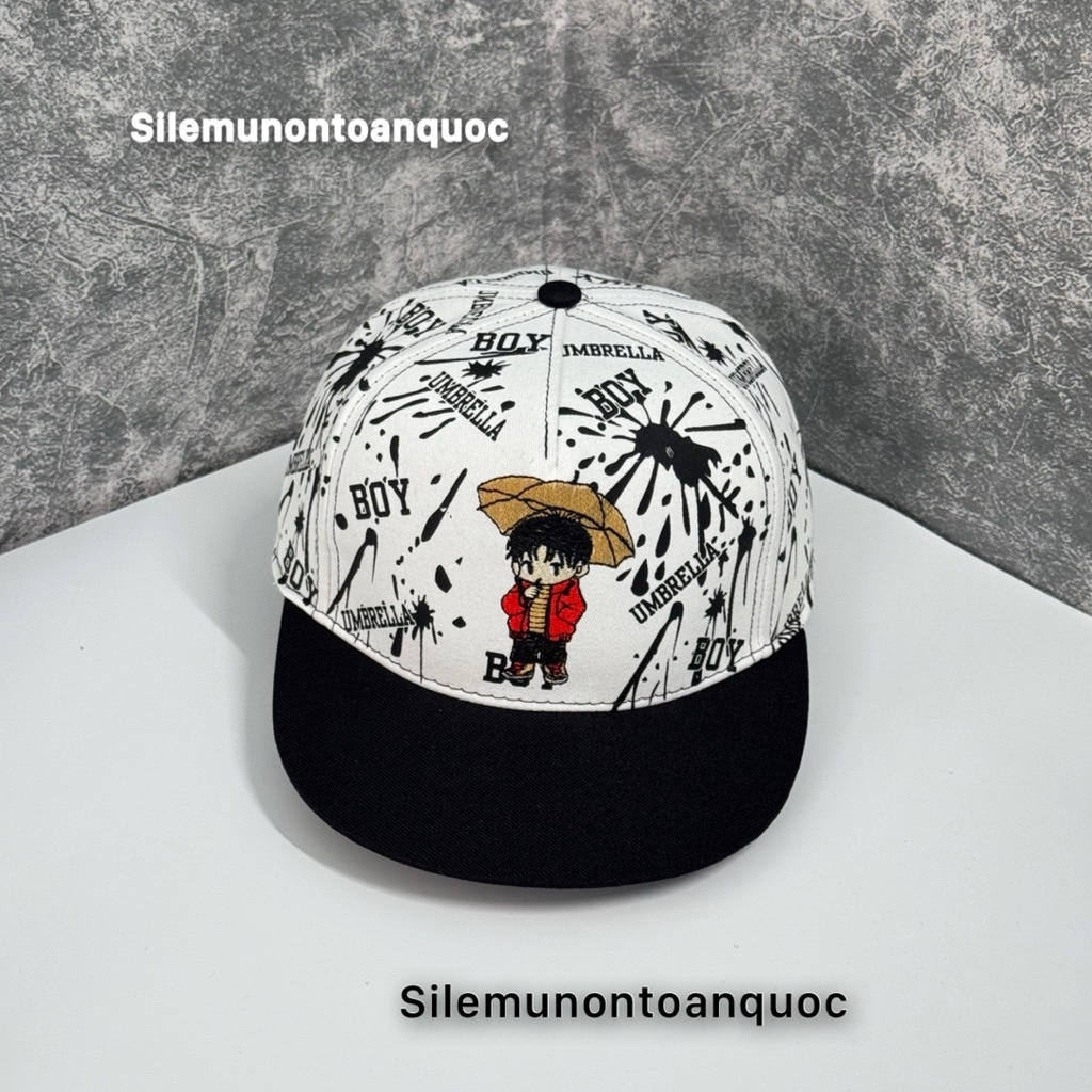 Mũ hiphop cho bé trai 4-9 tuổi - Nón mang ngược cho bé hoạ tiết boy phối logo cậu bé phối màu siêu ngầu cho bé