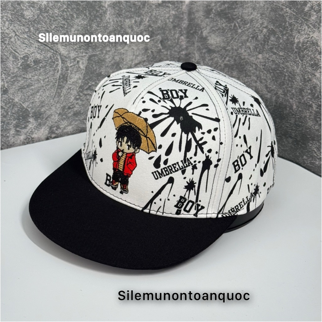 Mũ hiphop cho bé trai 4-9 tuổi - Nón mang ngược cho bé hoạ tiết boy phối logo cậu bé phối màu siêu ngầu cho bé