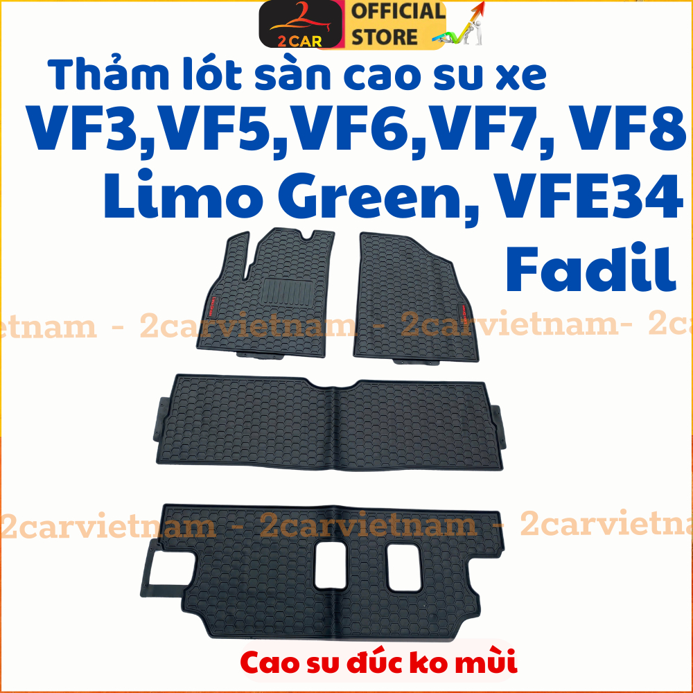 Thảm sàn, LÓT SÀN CAO SU xe Vinfast Limo Green , VF3, VF5, VF6, VF7, VF8, Herio green VFE34 / NerioGreen, Minio, Fadil