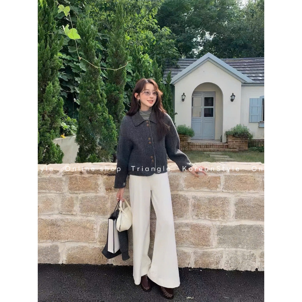 TRIANGLE - Young cashmere coat (Cân nhắc kỹ, return is not welcomed) - Áo khoác dạ ép lông cừu ngắn cổ sen Hàn Quốc