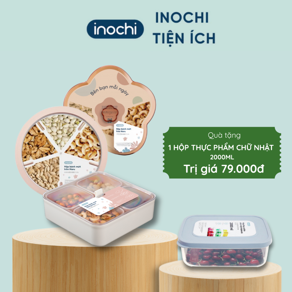Hộp mứt đựng bánh kẹo Tết Inochi đa dạng mẫu loại tròn, vuông và hoa xinh xắn