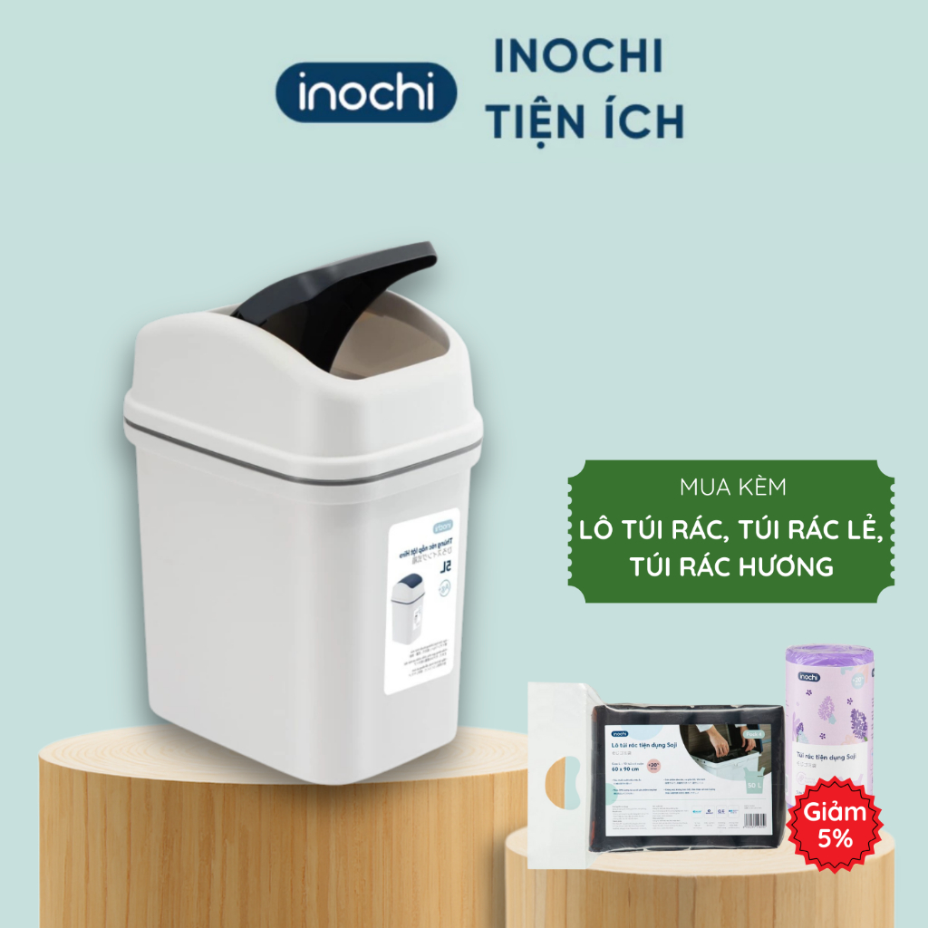 Thùng rác nắp lật INOCHI dung tích 5L, 10L, 15L siêu xinh, tiện dụng (tiêu chuẩn Nhật Bản)