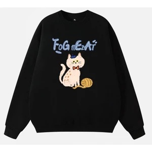 Áo sweater Nam Nữ HappyTee - Mẫu Thu đông Nam và Nữ chú mèo cuộn len dễ thương