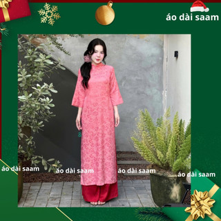 Áo dài Gấm dáng Suông Vân Chi chất liệu gấm kim cương cao cấp tay lỡ form dễ mặc kèm quần Tết 2026
