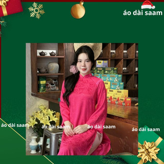 Áo dài Gấm dáng Suông Vân Chi chất liệu gấm kim cương cao cấp tay lỡ form dễ mặc kèm quần Tết 2026