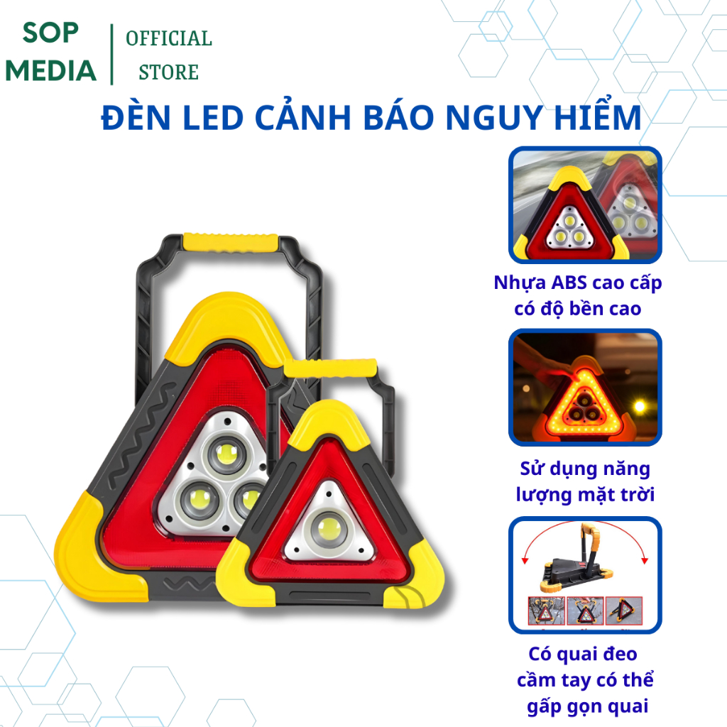 Biển cảnh báo LED năng lượng mặt trời SOPMEDIA màu đỏ vàng