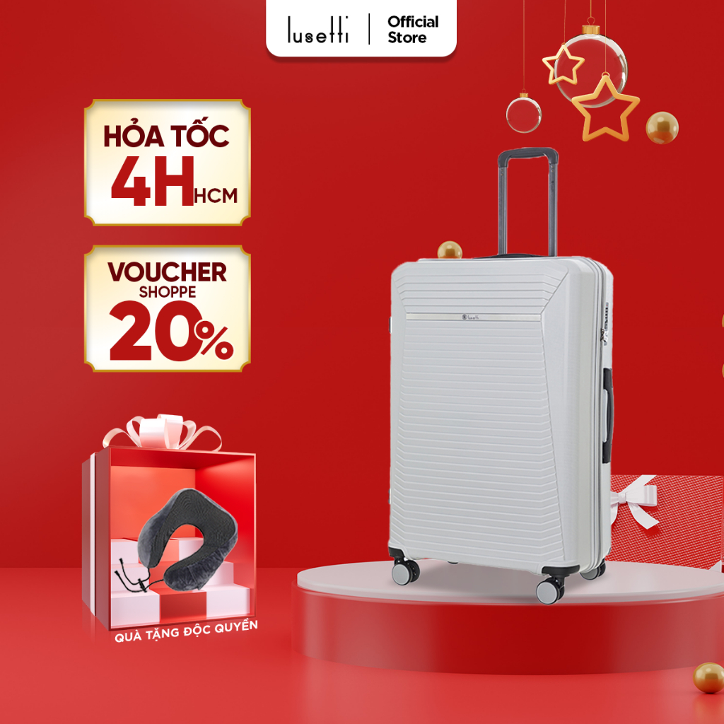 [ĐỘC QUYỀN] Vali Du Lịch Lusetti LS060PP Size 20/ Size 24/ Size 28 Nhựa PP Chống Bể Vỡ, Khóa Số Âm Thông Minh