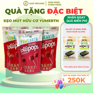 Kẹo mút hữu cơ cho bé Yumearth 14 chiếc, không chất độc hại an toàn cho bé
