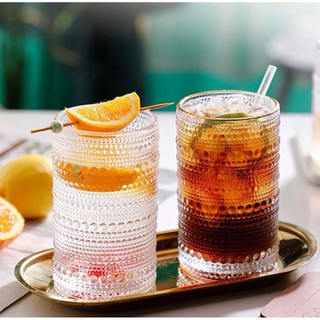 Ly thuỷ tinh/cốc thuỷ tinh chấm bi dung tích 440ml chịu nhiệt tốt, uống cafe, nước ép, cacao,..