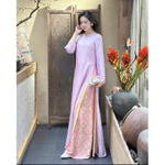 Set áo dài cách tân gấm 4 tà, mẫu áo dài 4 tà chất liệu vải gấm 4 tà phối tay dài loe (Đủ Màu) đẹp sang trọng — ảnh 1