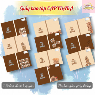 ( XẤP 10 Tờ  SẴN BÌA KIẾNG) Giấy Bao Tập, Giấy Bao Vở, Bao Sách chủ đề Capybara | by Winwin