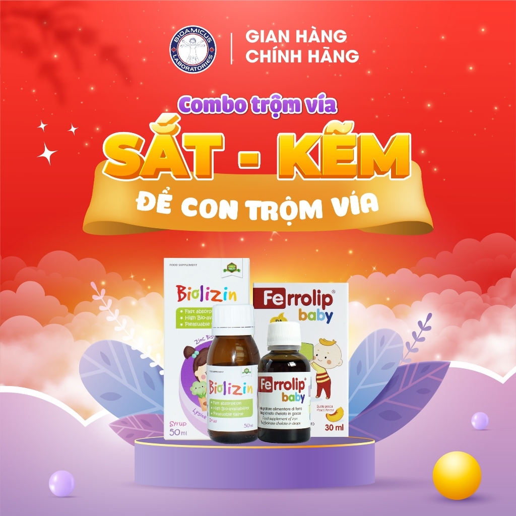 [ Chính hãng]Combo Ferrolip baby và kẽm Biolizn tăng đề kháng,Bổ sung sắt cho cơ thể + quà