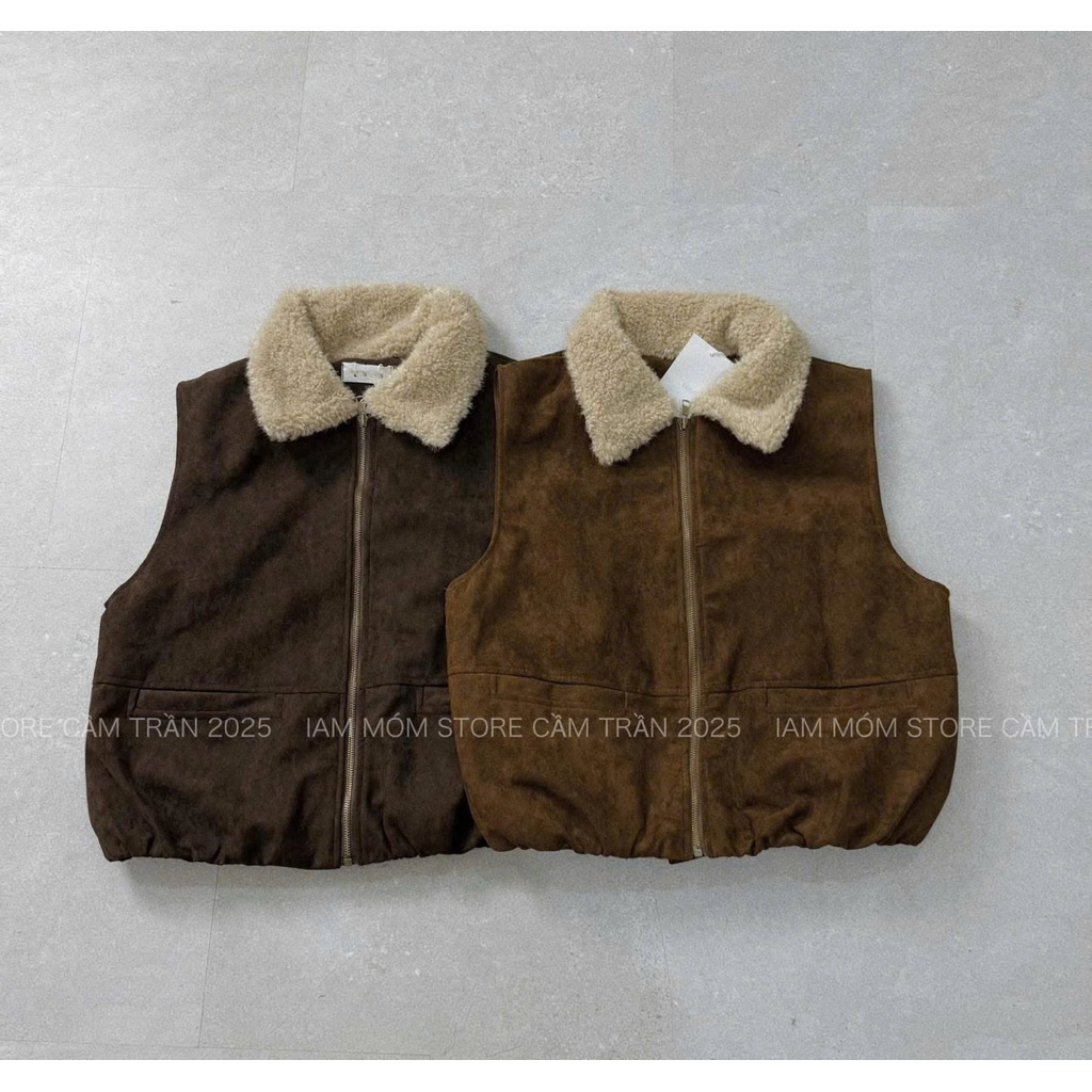 [𝐒𝐮𝐙𝐲] Áo Gile Da Lộn Cổ Lông L.D 8678 QCCC Loại 1