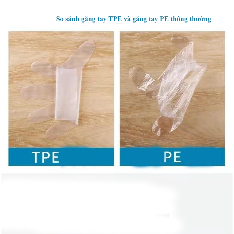 Hộp găng tay TPE dùng 1 lần SH0026 siêu dai, dày và bền dùng cho thực phẩm, ăn uống, nhà bếp