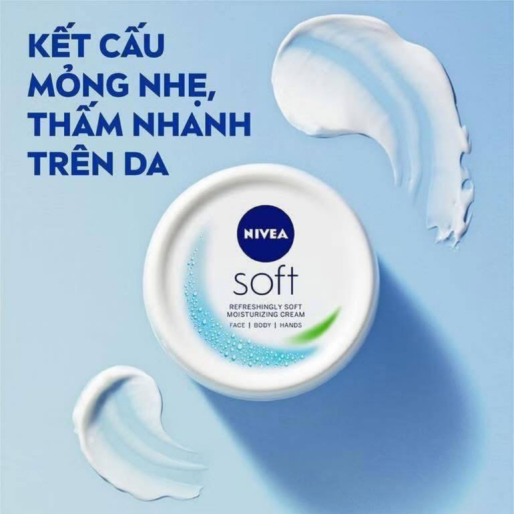 Kem dưỡng ẩm mềm mịn Nivea Soft 200ml cho mặt và toàn thân 200ml hàng nhập khẩu date xa
