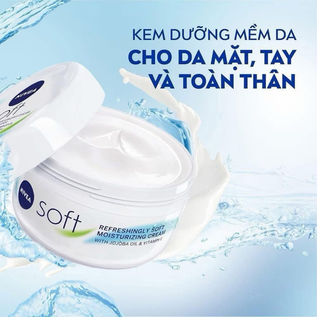 Kem dưỡng ẩm mềm mịn Nivea Soft 200ml cho mặt và toàn thân 200ml hàng nhập khẩu date xa