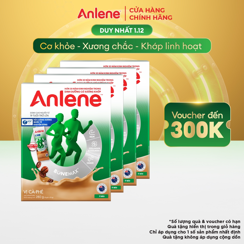 Combo 4 Sữa bột Anlene cà phê hộp 280g