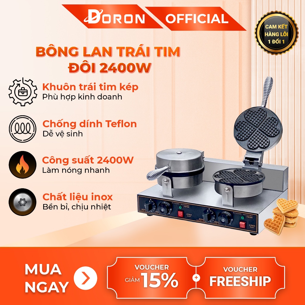 Máy làm bánh bông lan DORON 2400W kiểm soát nhiệt độ chính xác, bánh thơm ngon