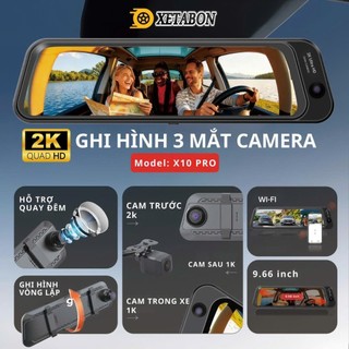 Camera hành trình ô tô X10 Pro 3 mắt cam Tích hợp AI đọc biển số xe GPS Cảnh báo tốc độ Hồng ngoại ban đêm BH 12 tháng
