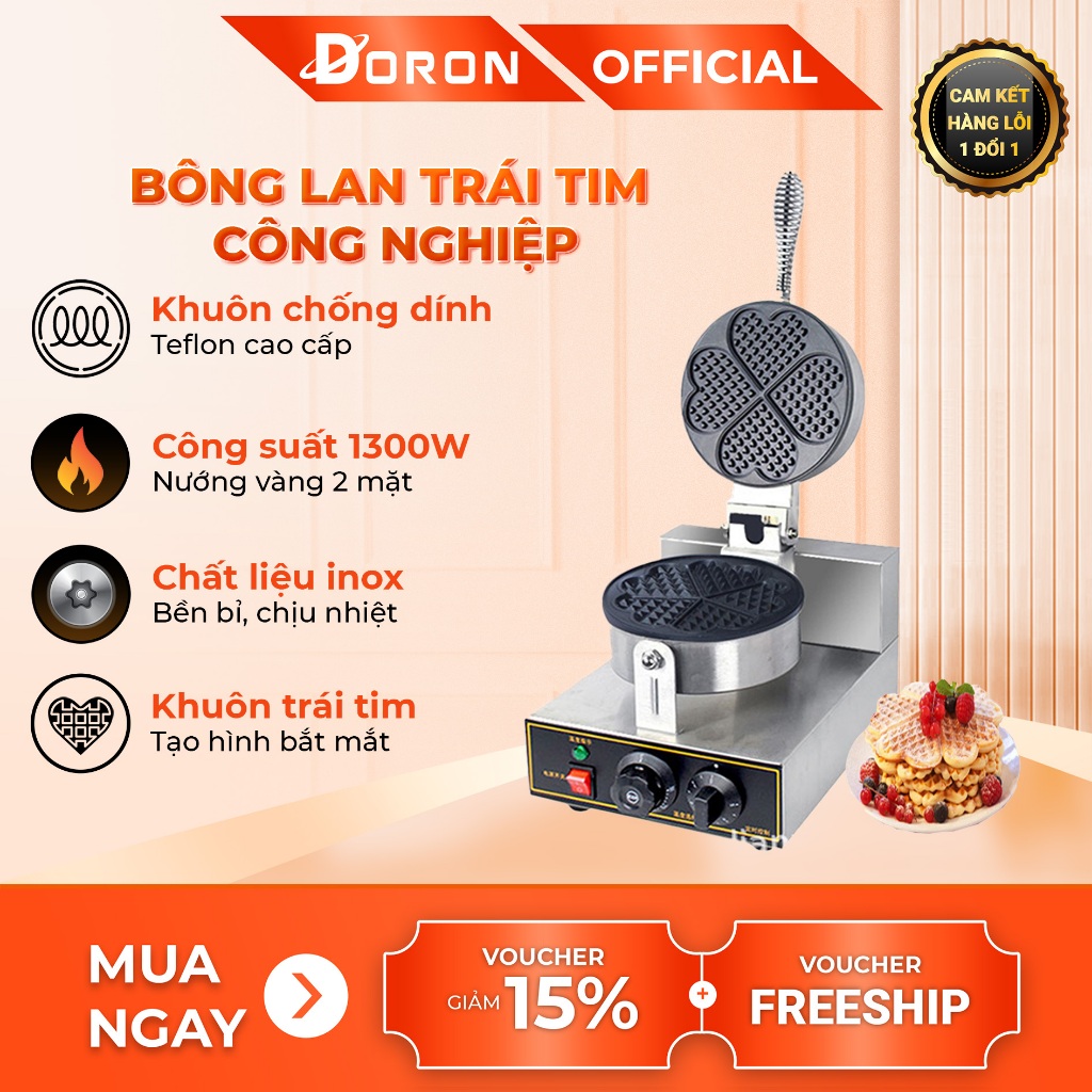Máy làm bánh bông lan DORON 1300W kiểm soát nhiệt độ chính xác, bánh thơm ngon